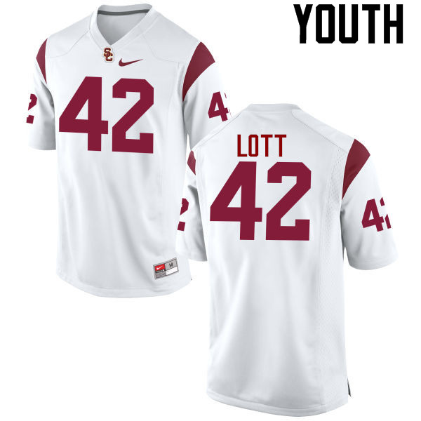 Youth #42 Ronnie Lott USC Trojans College Football Jerseys-White